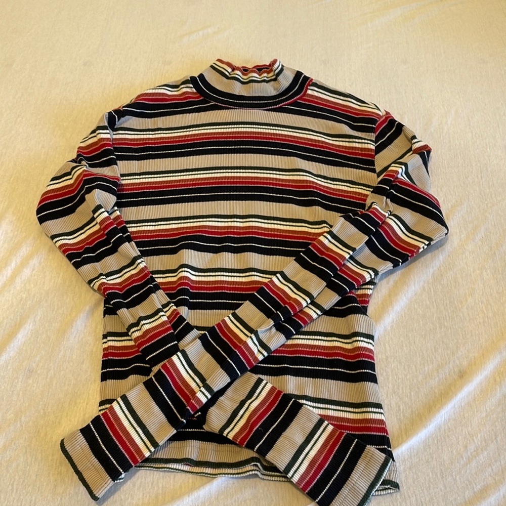 Brandy Melville Turtleneck Cropped Striped Long Sleeve